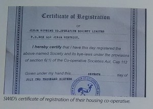 Certificate for SWID showing their housing cooperative